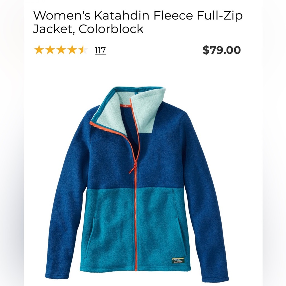 L.L. Bean ladies full zip fleece XL